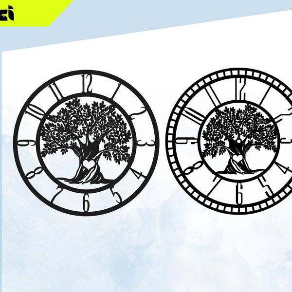 Tree of Life Olive Svg Dxf Files Tree Pattern Clock Design Drawing Cut File Laser Wood and Metal Compatible