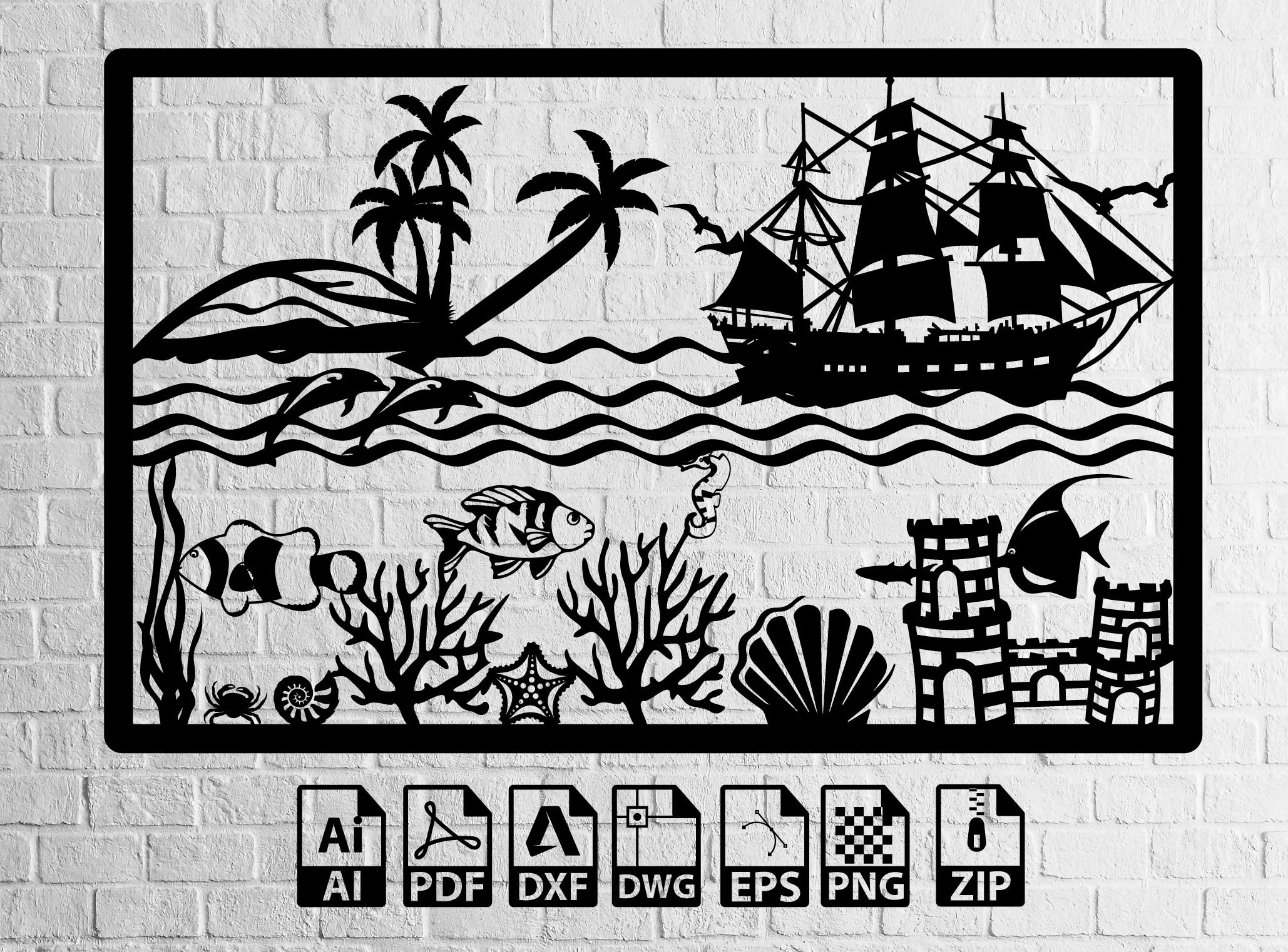 Underwater aquarium Decor Laser Cut Svg Dxf CNC Cutting Etsy