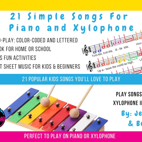 21 Super Simple Songs Children's Songbook - Sheet Music For Piano and Xylophone