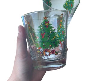 Vintage Christmas Glasses (Set of 2)