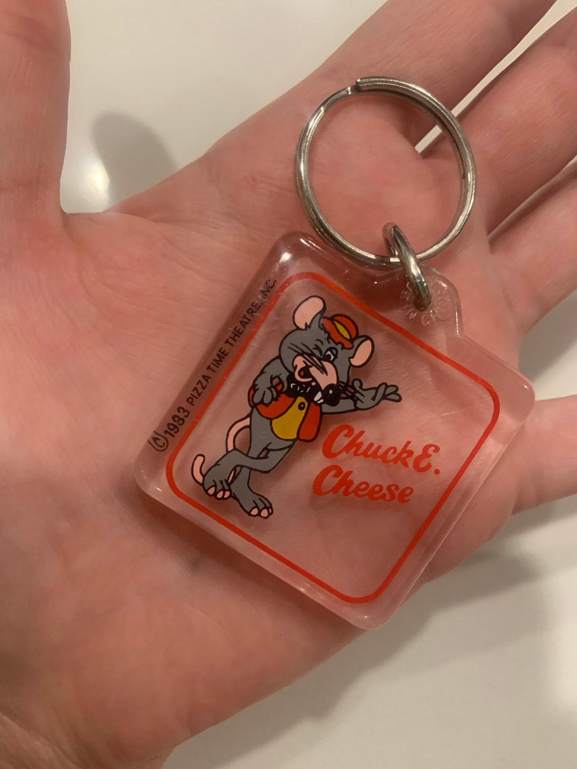 Vintage Chuck E. Cheese Keychain 1983 Etsy