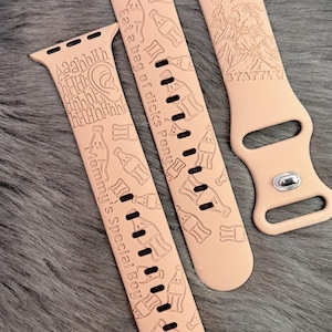 May include: Three light peach silicone watch bands featuring laser-engraved designs. The patterns include soda bottle outlines, ear illustrations, and text reading "Aaahhh", "Eat a bag of dicks Pony", "Mommy's Special Boy", "PREPARE FOR BYATTLE!"