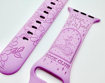 Book Club House of Wind | APPLE Watch Band | ACOSF Nesta Inspired, Engraved Silicone iWatch Strap 38 40 41 42 44 45 46 49mm, Bookish Gift