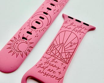 Hello Feyre Darling | APPLE Watch Band | ACOTAR Inspired, Engraved Silicone iWatch Strap 38 40 41 42 44 45 46 49mm, Bookish Gift