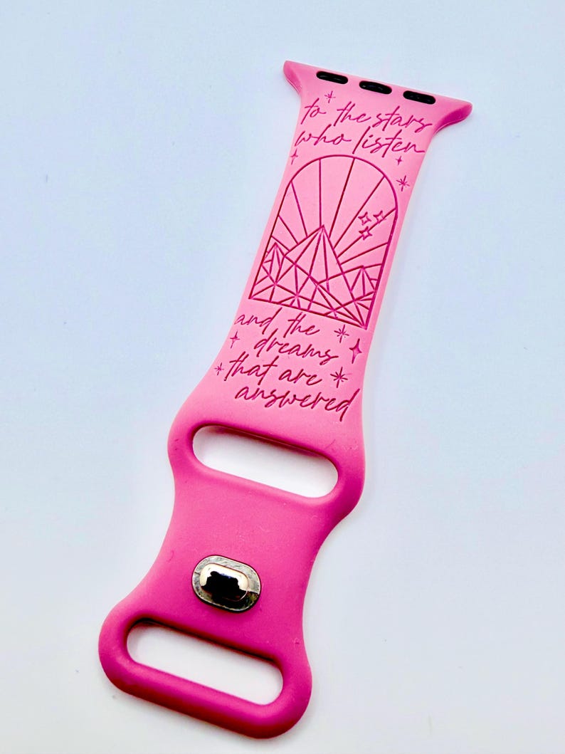 Hello Feyre Darling | APPLE Watch Band | ACOTAR Inspired, Engraved Silicone iWatch Strap 38 40 41 42 44 45 46 49mm, Bookish Gift image 4