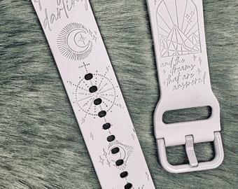 Hello Feyre Darling | SAMSUNG Snug Fit Watch Band | ACOTAR Inspired, Engraved Silicone Galaxy Watch Strap, Bookish Gift