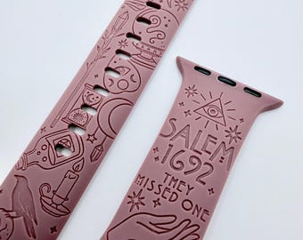 Salem Witch 1692 | APPLE Watch Band | They Missed One, Engraved Silicone iWatch Strap 38 40 41 42 44 45 46 49mm, Personalized Gift