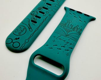 Always a Wizard | APPLE Watch Band, Engraved Silicone iWatch Strap 38 40 41 42 44 45 46 49mm, Bookish Gift