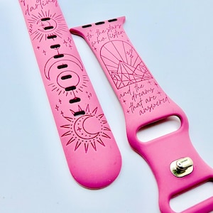 Hello Feyre Darling | APPLE Watch Band | ACOTAR Inspired, Engraved Silicone iWatch Strap 38 40 41 42 44 45 46 49mm, Bookish Gift image 2