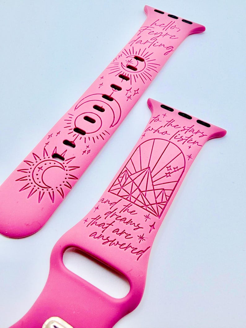 Hello Feyre Darling | APPLE Watch Band | ACOTAR Inspired, Engraved Silicone iWatch Strap 38 40 41 42 44 45 46 49mm, Bookish Gift image 1
