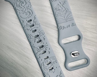 Dragon Rider | APPLE Watch Band | Fourth Wing Inspired, Engraved Silicone iWatch Strap 38 40 41 42 44 45 46 49mm, Bookish Gift