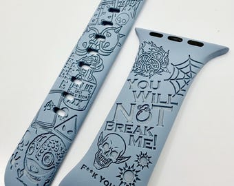 You Will Not Break Me APPLE Watch Band | Dungeon Crawler Carl Inspired, Engraved Silicone Strap 38 40 41 42 44 45 46 49mm, Bookish Gift