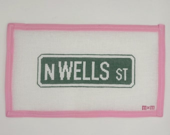 N Wells Street Chicago Needlepoint Canvas -18 mesh