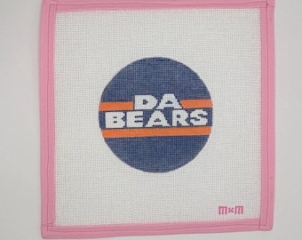 Chicago Football Needlepoint Ornament - 4” circle 18 mesh