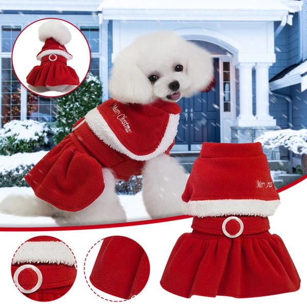 Pet clothes autumn and winter dog Christmas clothes holiday costume skirt style Cotton Soft Warm Sweater skirt For Dogs Navidad