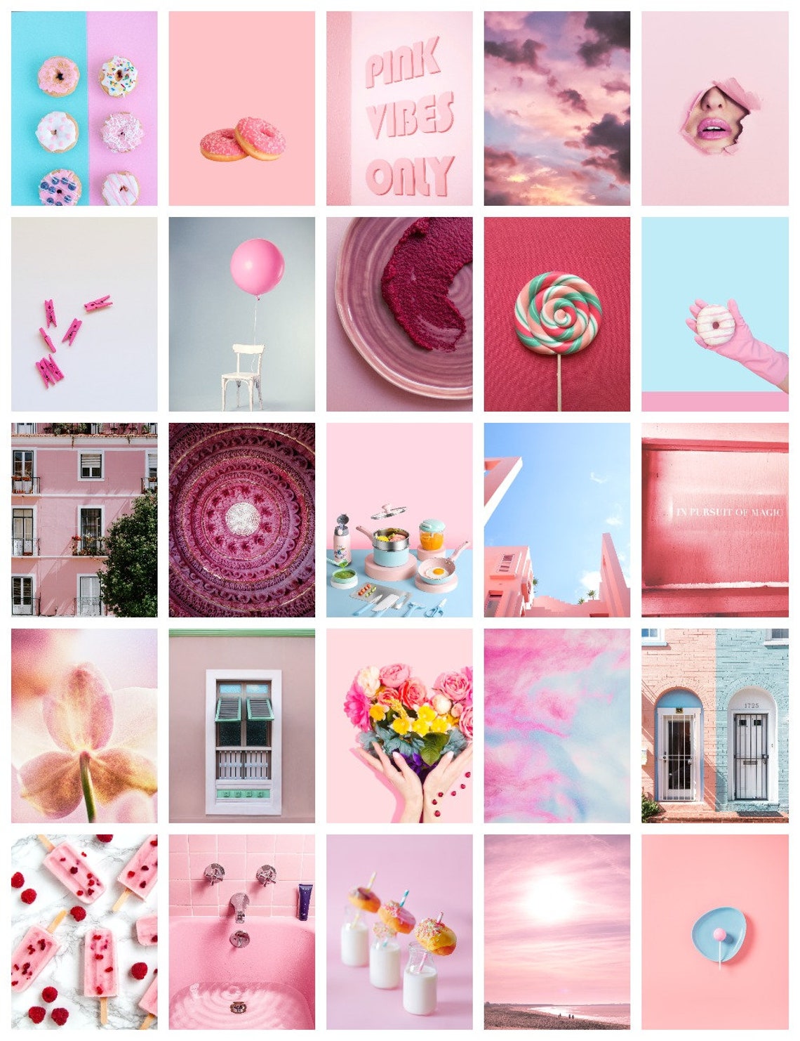 50 Printable photos/ pink aesthetic wall collage kit/ digital | Etsy