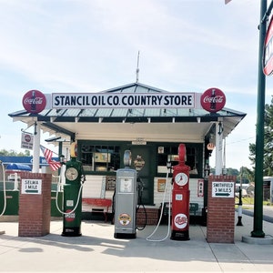 Auto&#39;s, puzzel, puzzel, historisch Amoco-tankstation, voor kinderen en volwassenen, kinderen, speelgoed, Old Tyme Store, (benzinestation)