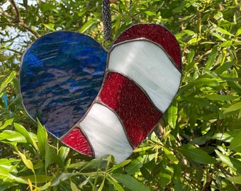 Stained Glass American Flag Heart