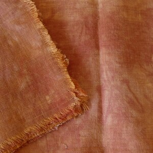 Hand-dyed Linen Napkins with Fringe Set of 2. Apricot-Cinnamon. 18-19 in square, dinner napkins, one-of-a-kind, table decor, house gift image 2