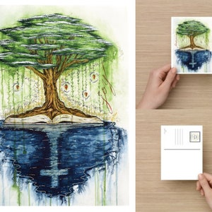 Rooted - Greeting Note Card Postcards - Original Christian Artwork Jesus Painting Art by Decosa