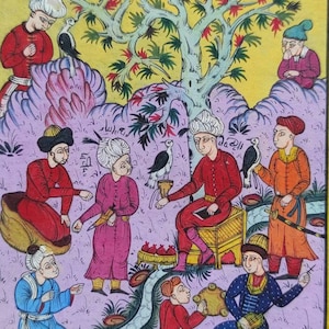 Original Ottoman Turkish Miniature Painting Art,Miniature Painting on Mini Antique Paper,Prince,Fun,Hand Painted,Deco,Wall Decor.