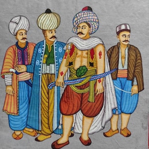 Original Ottoman Turkish Miniature Painting Art,Miniature Painting on Antique Paper,Ottoman Soldiers,Sailor,Handmade,Hand Painted,Gift,Deco.