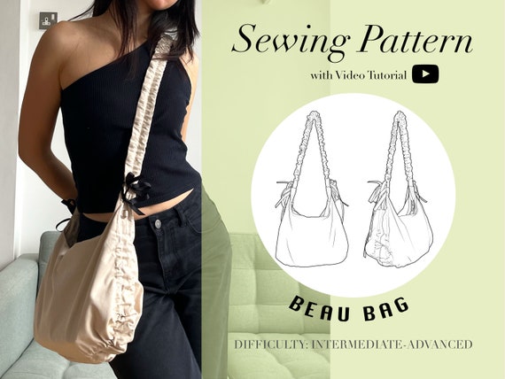 BEAU Ruched Adjustable Tie bag Bag PDF Sewing Pattern (Video tutorial)