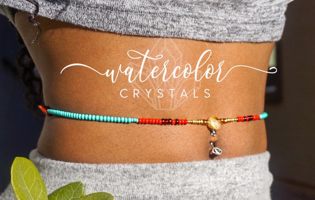 Citrine I Am CAPABLE Waist Beads, Jewelry Belly Chain, Weight Loss