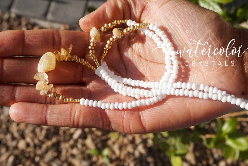 elastic or screw closure Jewelry Belly Chain weight loss beads tie on Citrine \u201cI Am Vitalized\u201d Waist Beads