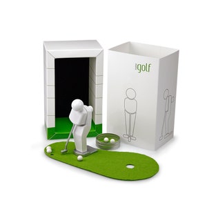 Nano-Golfer Desk Accessory: Beech Wood Mini Golf Gift