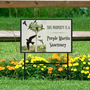 Purple Martin Yard Sign, Vintage Purple Martin Art, Purple Martin Sanctuary Sign