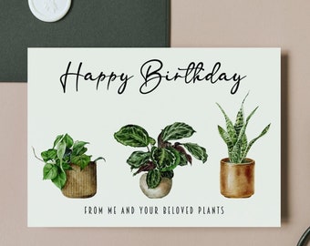 Printable Plant Lover Birthday Card, Happy Birthday from the Plants, Print at Home Birthday Card, Instant Download