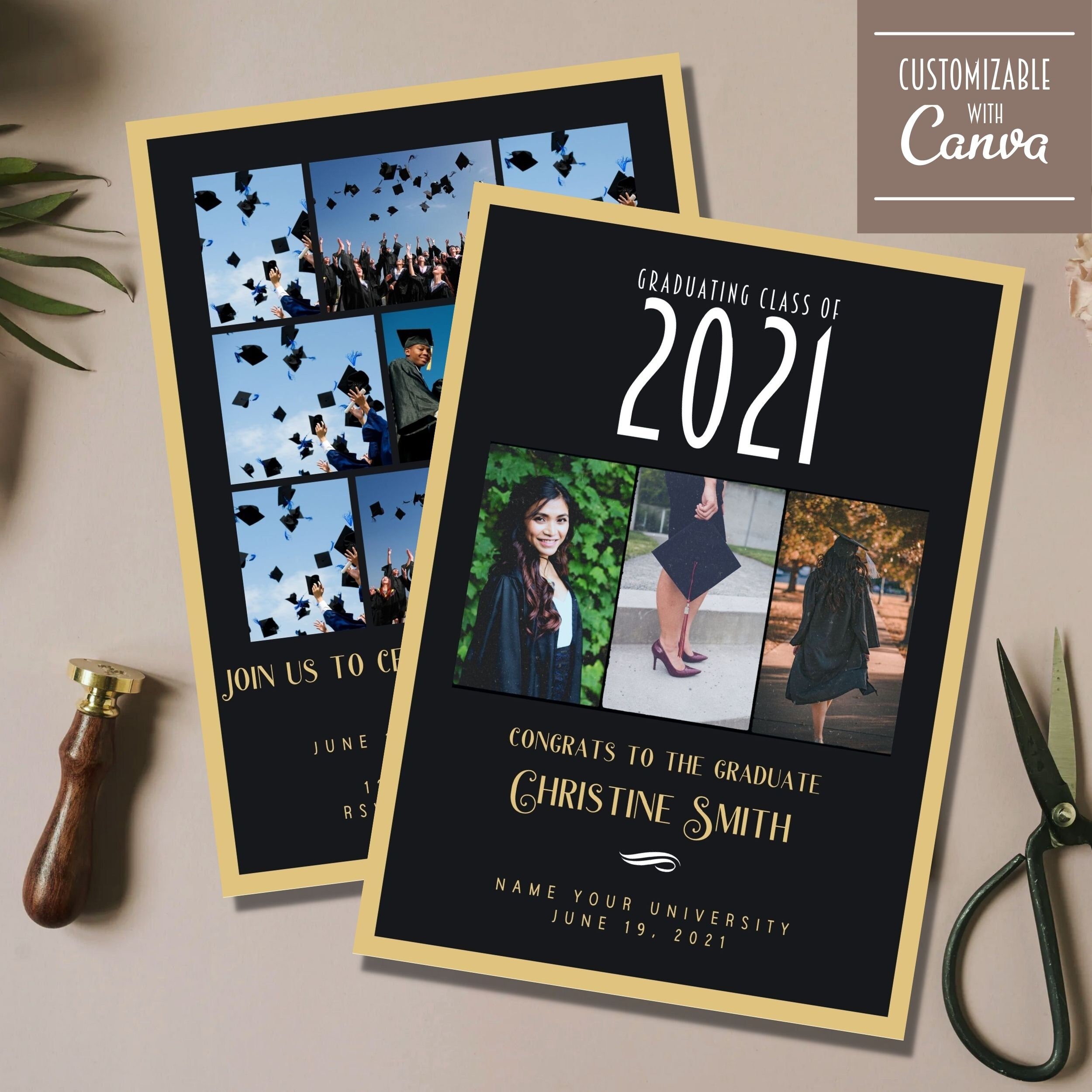 Graduation Announcement Card Canva Template Editable Etsy Graduation Announcement Card Canva Template Editable Etsy