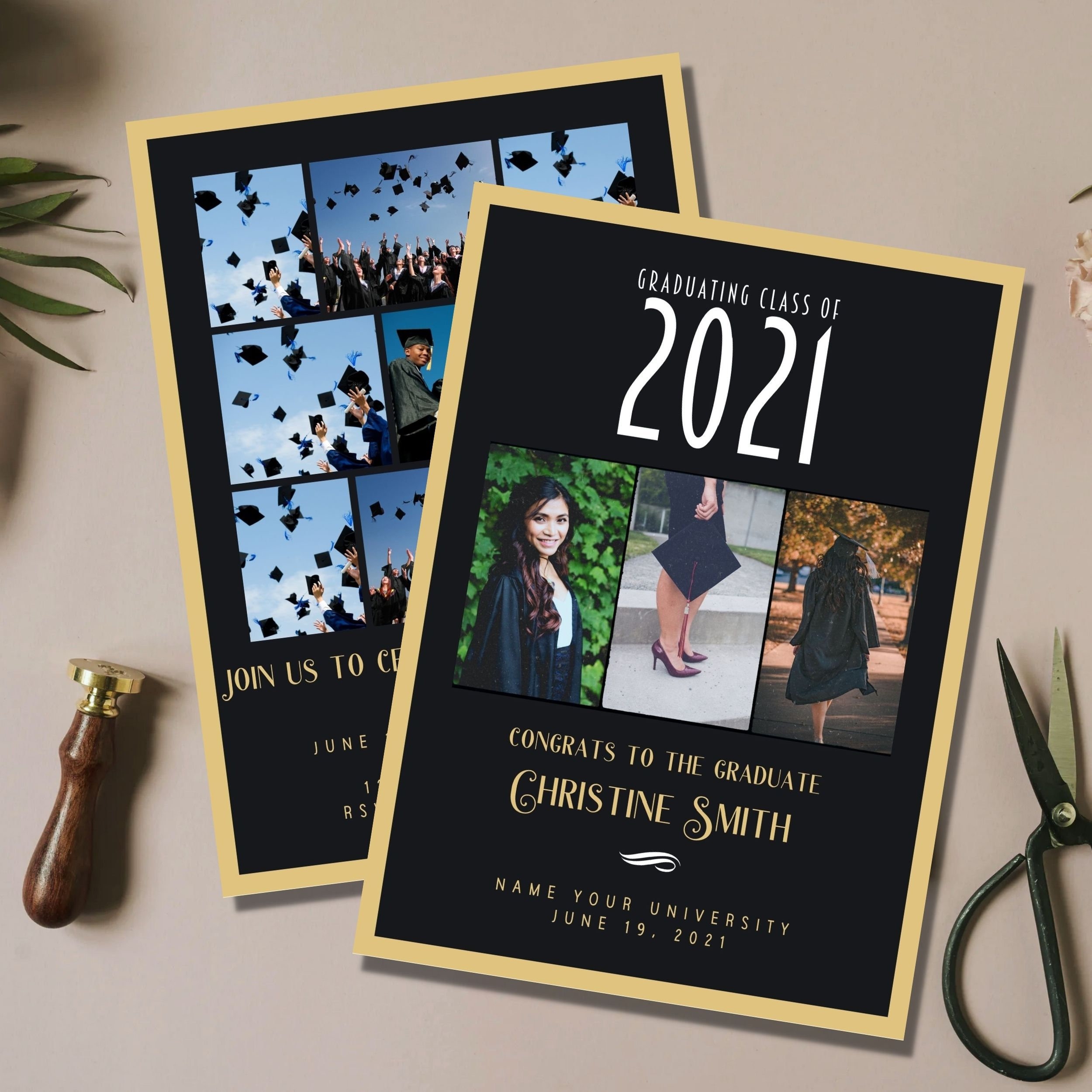 Graduation Announcement Card Canva Template Editable Etsy Graduation Announcement Card Canva Template Editable Etsy