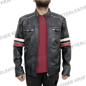 Leather quilt racer jacket best sale