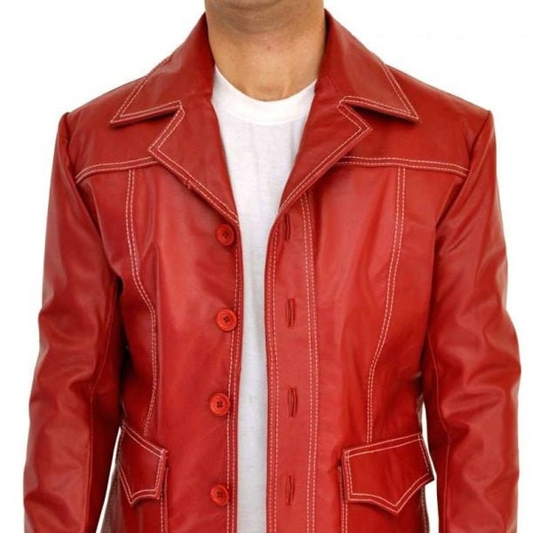 Brad Pitt Tyler FC Coat Leather Jacket