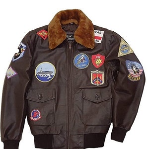 A-2 Genuine Cowhide Leather T Maverick Cruise Pilot Flight Bomber Real Leather Jacket