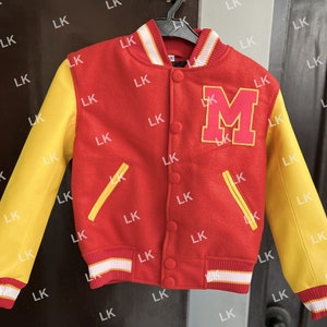 Kids Adult MJ Thriller Varsity Jacket Michael Jackson Bomber Jacket Red Wool and Yellow Leather Letterman Jacket Han Dmade M Logo Jacket Etsy Ireland