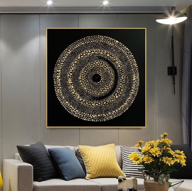 Abstract Painting Texture black with gold leaf Modern Wall Art | Etsy