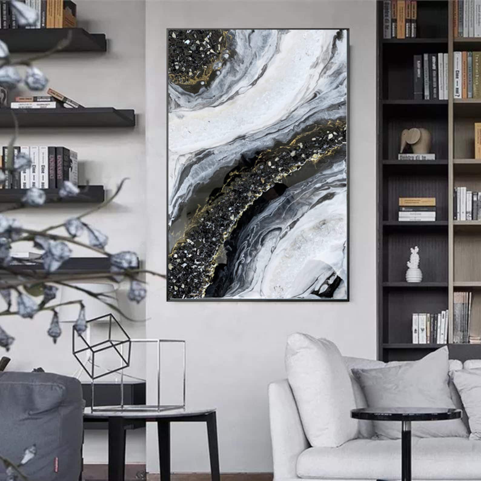 Geode Wall Art Resin Geode Art Original Painting on Canvas Etsy