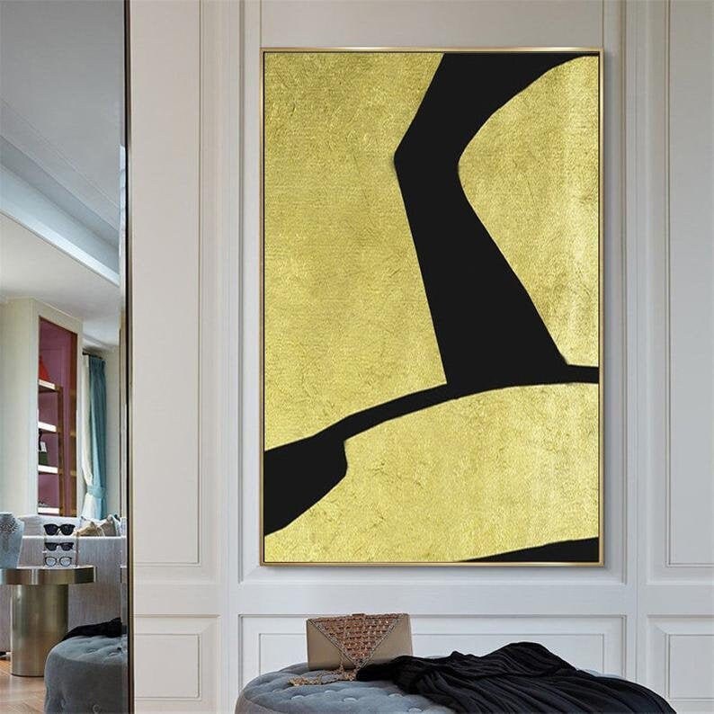 Modern Painting Gold abstract art gold and Black artwork Etsy