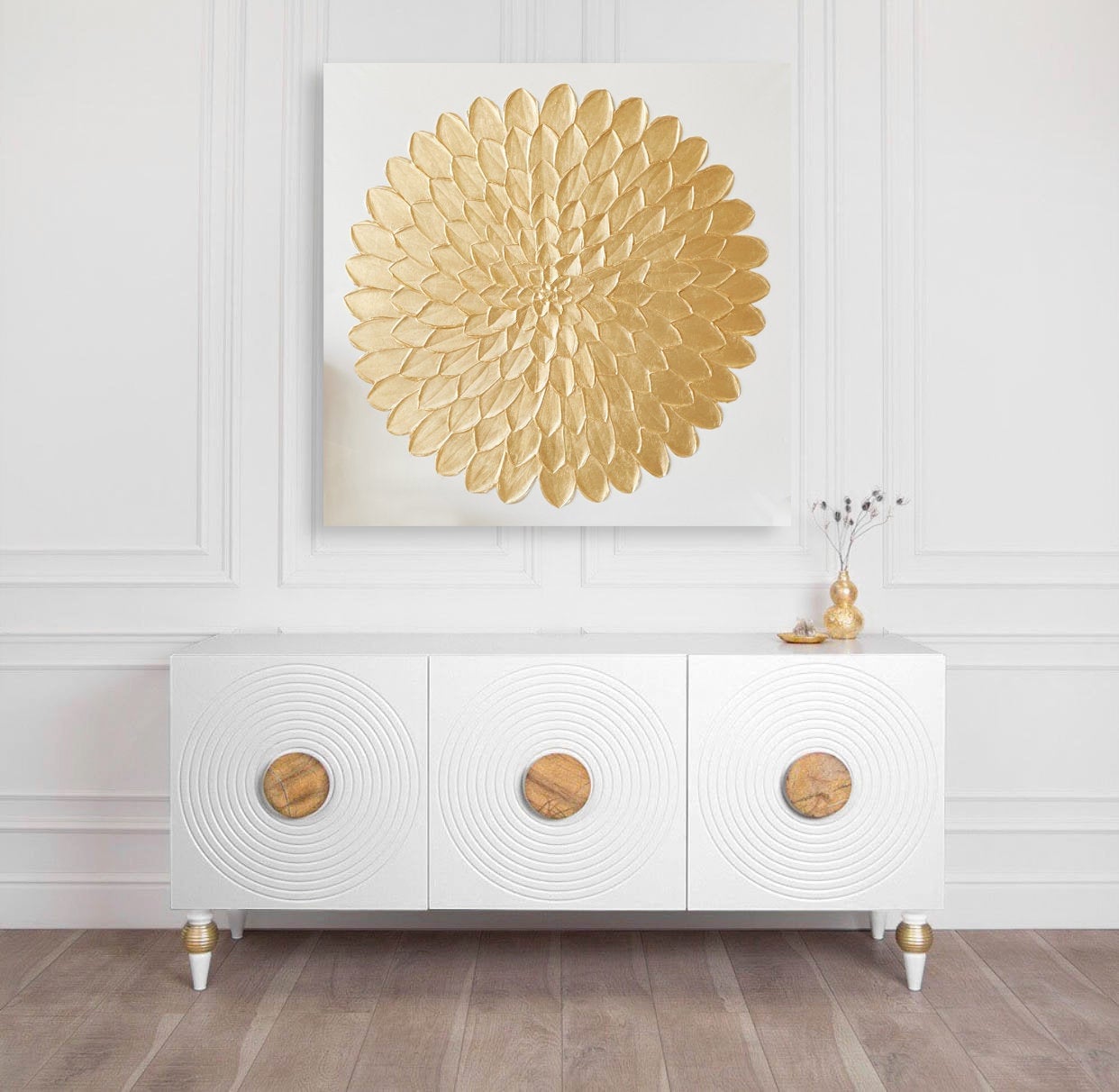 Modern White Gold Abstract Wall Art Gold Leaf Texture Fine Art Etsy