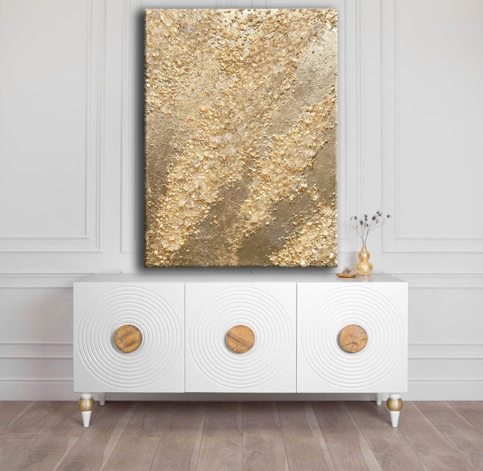 Gold Leaf Abstract Wall Art Gold Leaf Painting on Canvas Etsy
