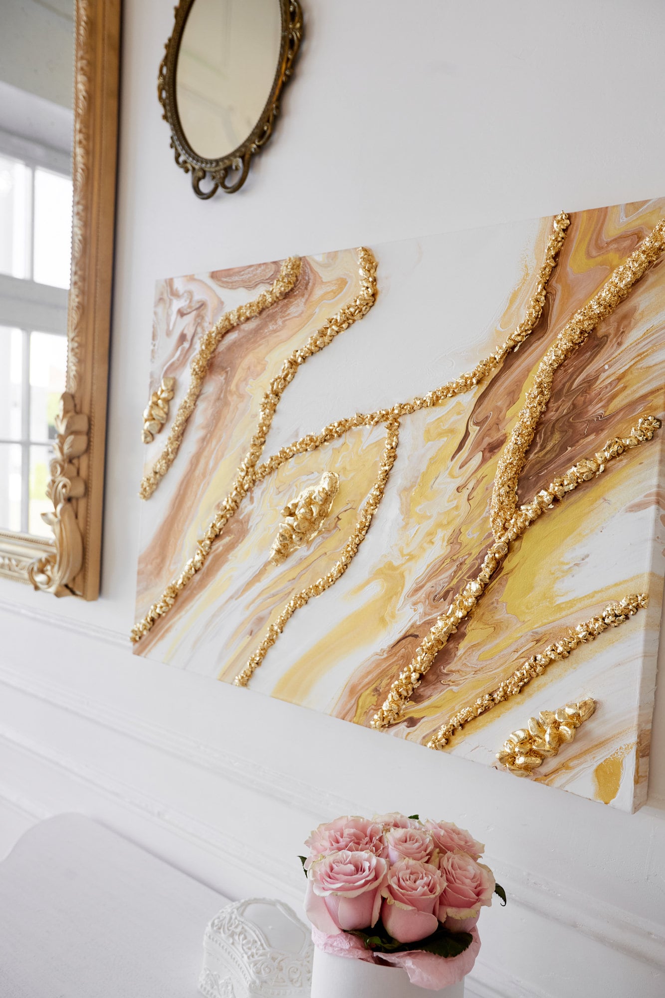 Painting Abstract Wall Art Gold Leaf Painting on Canvas Gold Etsy