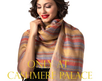 Modern design made with cashmere and golden shiny yarns. can be used on both sides. Suitable for summer and spring