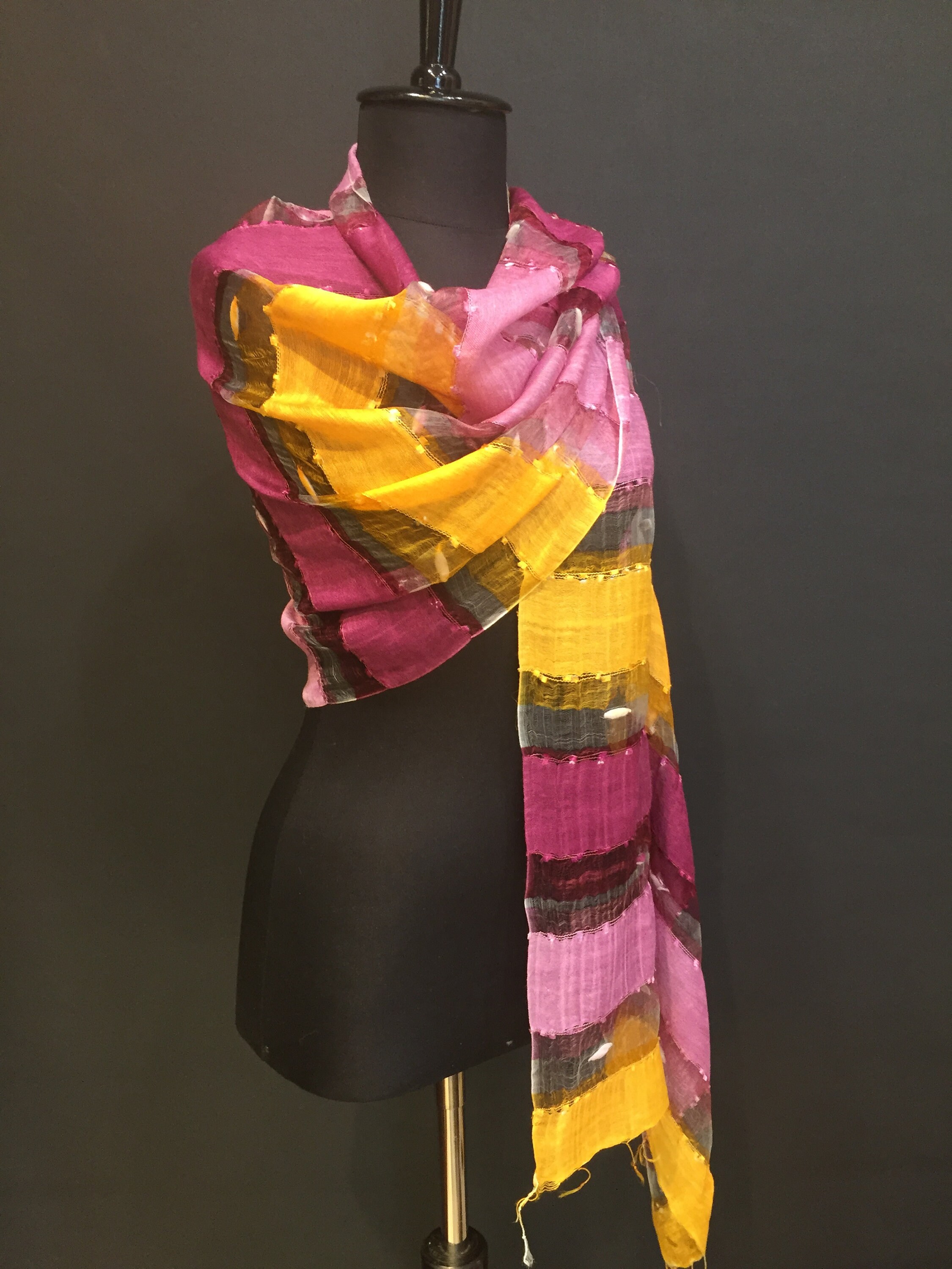 Raw silk scarf pure silk shawl summer scarf purple orange Etsy