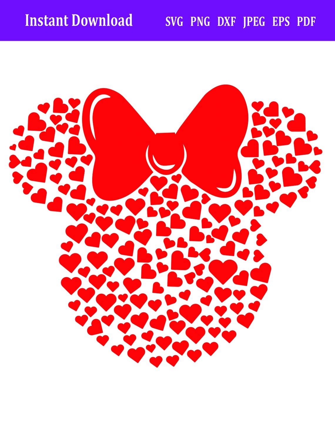 Minnie Hearts Svg Minnie Valentine's Day Svg Valentines | Etsy