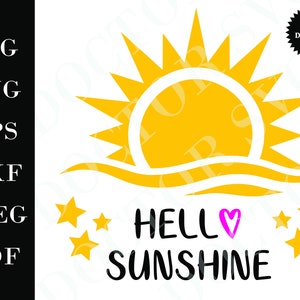 Sunshine Svg | Hello Sunshine Svg | Summer Svg | Spring Svg | Garden Svg | Sunflower Svg | Wood Sign Svg | Porch Svg | Cricut Svg | Png dxf