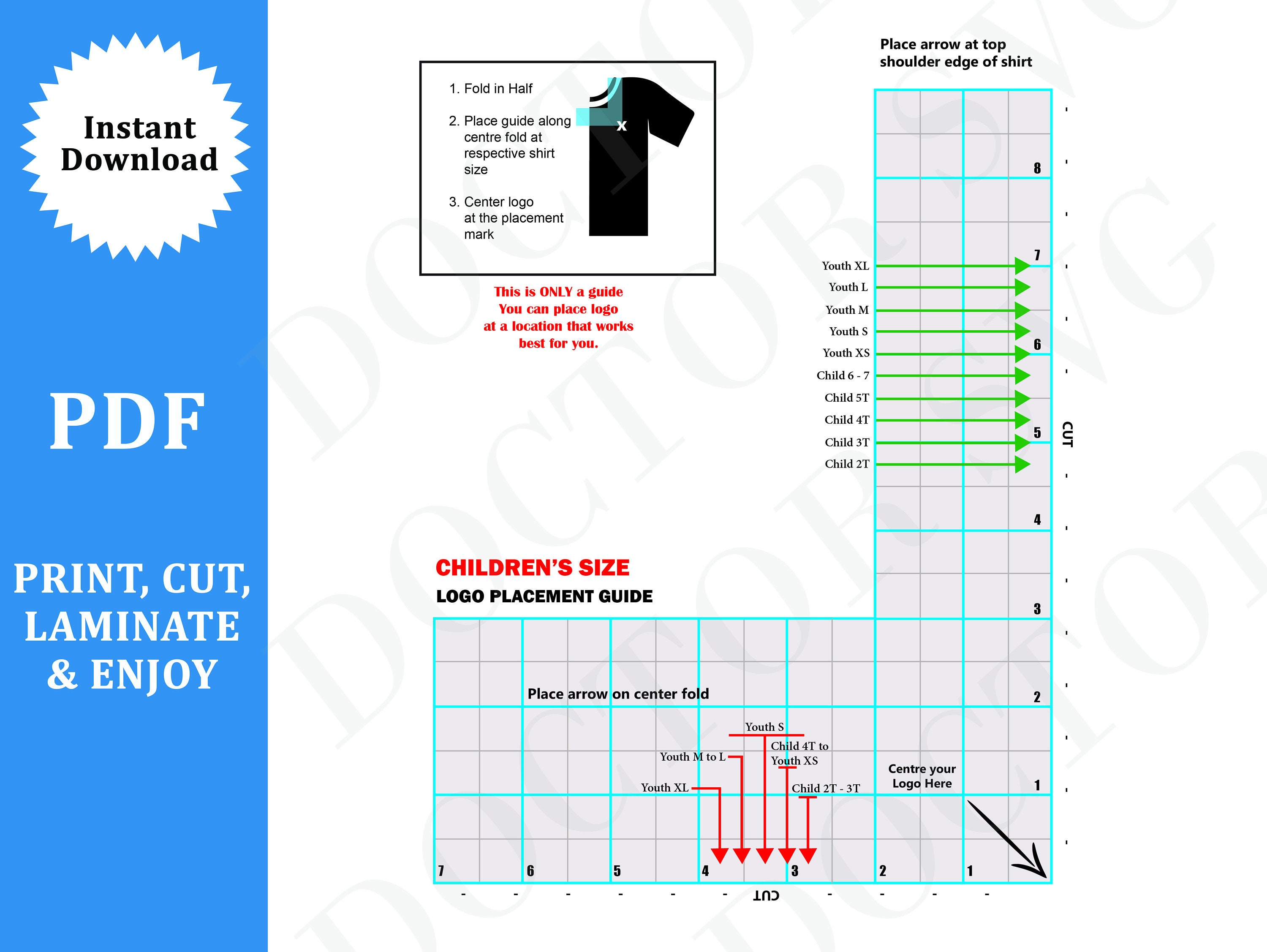 kids placement ruler t shirt alignment tool kid printable etsy