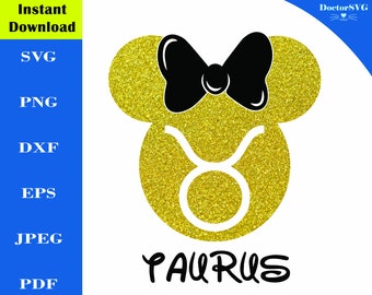 Zodiac SVG, Taurus SVG, Zodiac Sign, Horoscope SVG, astrology svg, Leo, Gemini, Virgo, Aries, Libra, Pisces, Cancer svg, Disney svg, Minnie